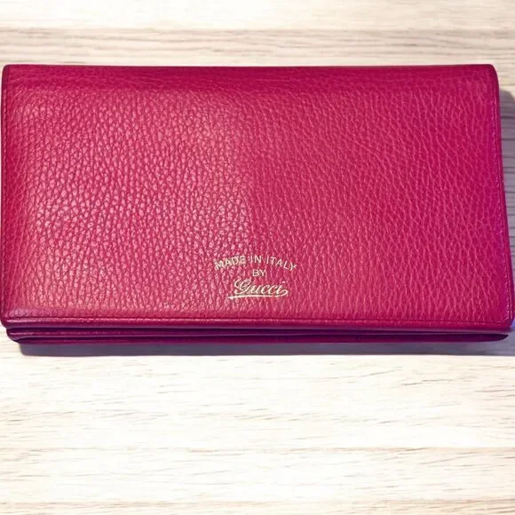 Authentic GUCCI Swing Wallet Continental Crossbody Pink Pebbled Leather Dust Bag - Picture 4 of 15